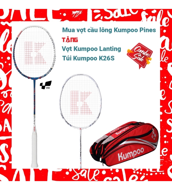 Combo mua vợt cầu lông Kumpoo Pines Tặng Vợt Kumpoo Lanting + Túi Kumpoo K26S Đỏ