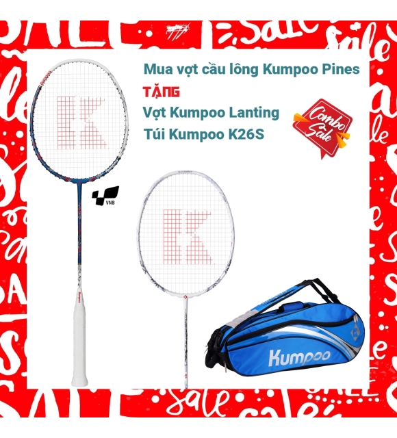 Combo mua vợt cầu lông Kumpoo Pines Tặng Vợt Kumpoo Lanting + Túi Kumpoo K26S Xanh